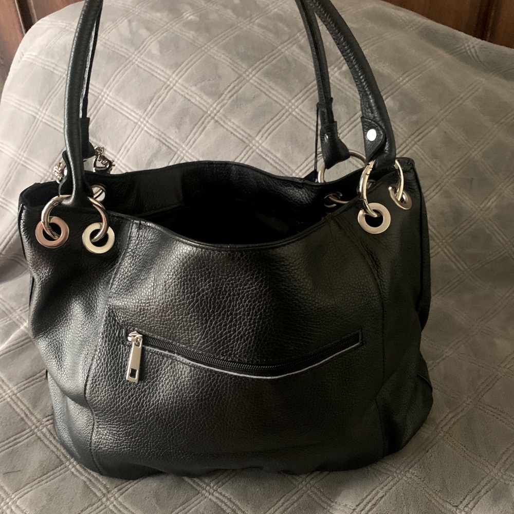 Lucca Baldi black leather handbag